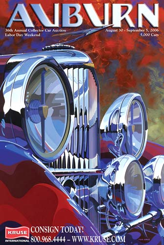 Dramatic view on front of Duesenberg